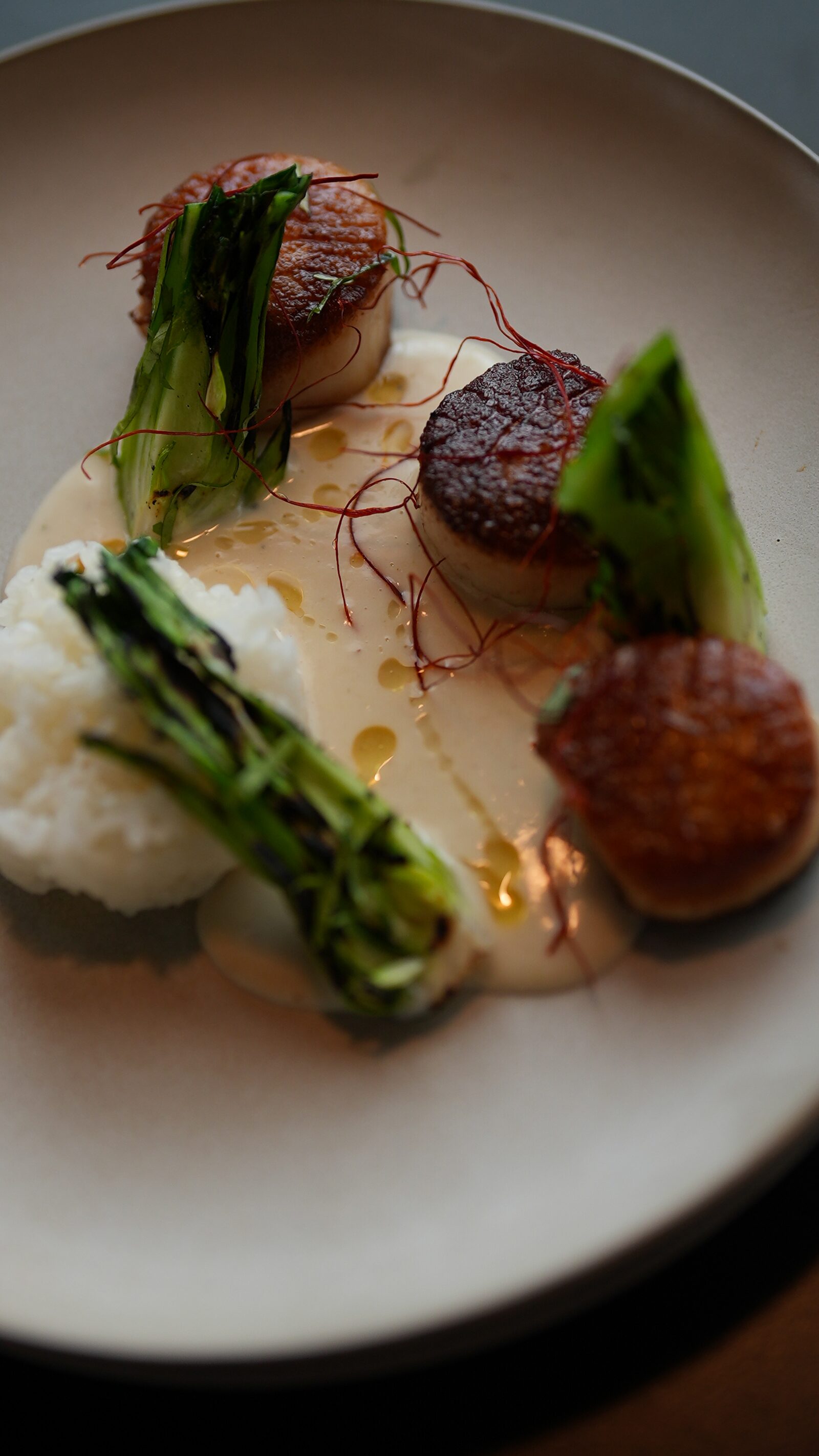 Seared Hokkaido scallops with saffron risotto